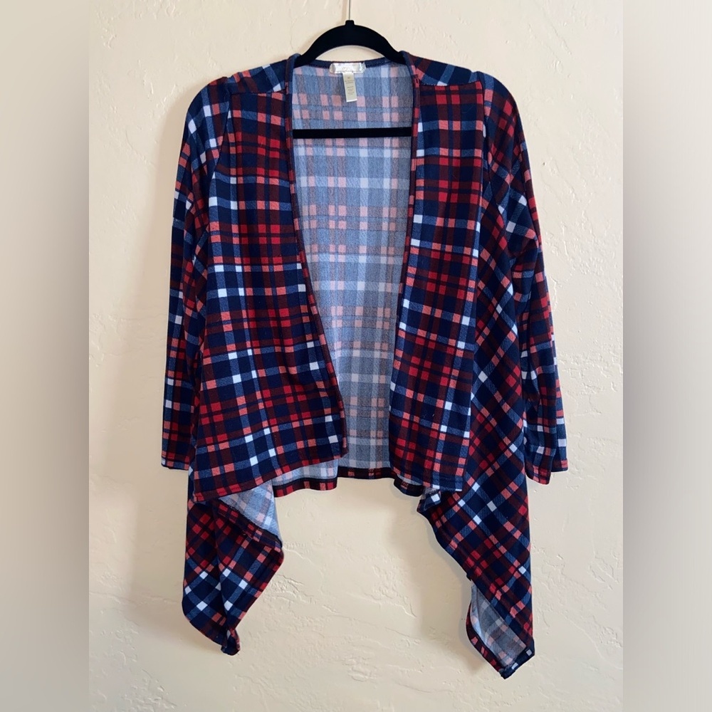 Plaid Cardigan 3/4 Length Sleeves